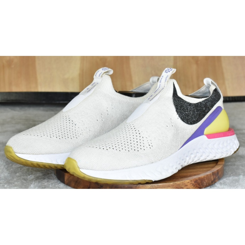 Nike Epic Phantom React Flyknit Women Shoes Sz 7 White Fuchsia Running Sneakers